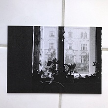 Kytky na okně - pohlednice