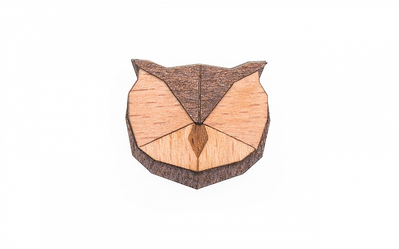 Dámská dřevěná brož Owl Brooch