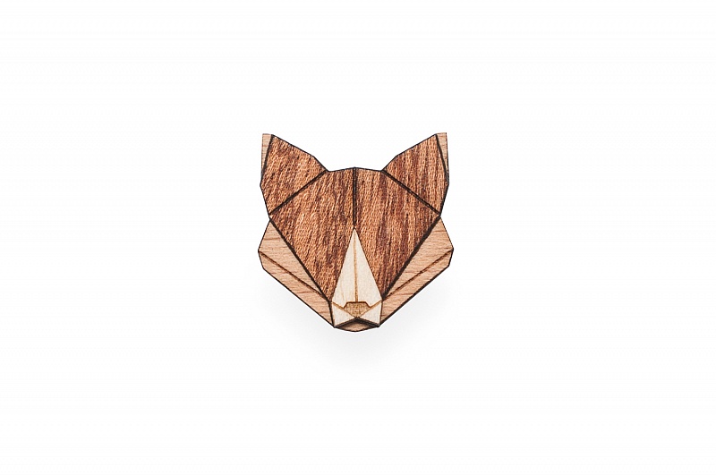 Dámská dřevěná brož Fox Brooch